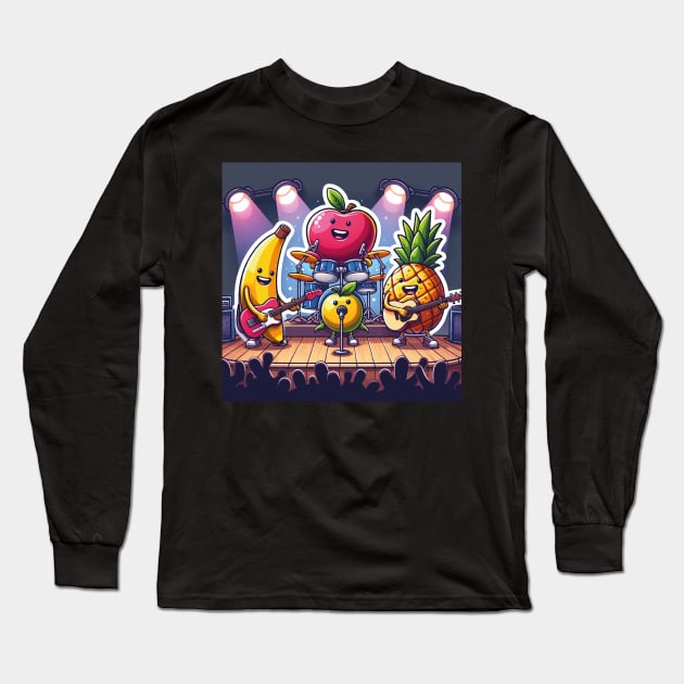 Funny Fruits Singing Long Sleeve T-Shirt by SARKAR3.0